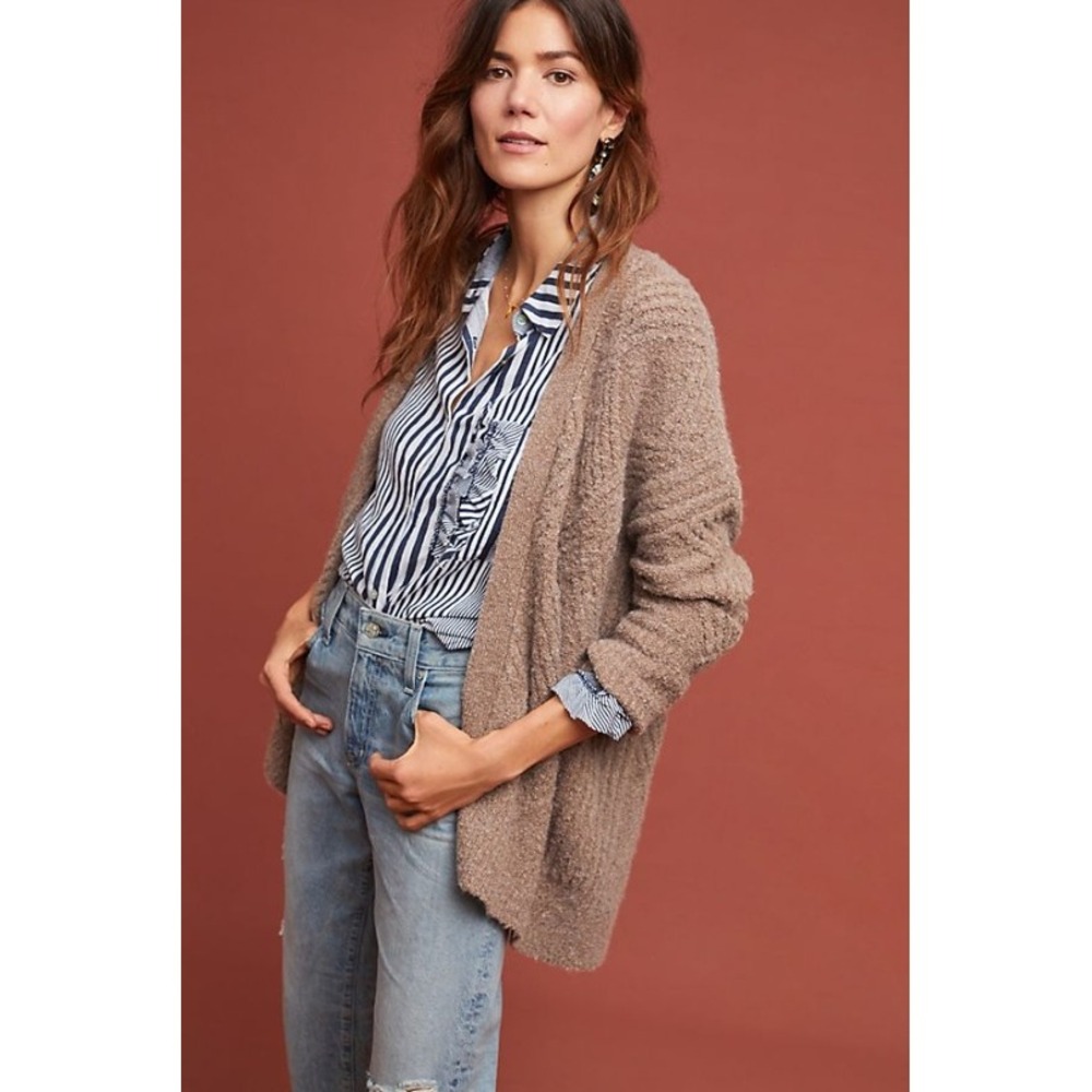 Moth Anthropologie Diamond Knit Open-Front Cardigan Merino Wool Alpaca Blend XS
